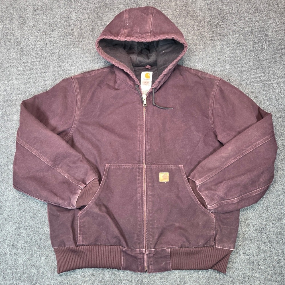 Carhartt J130 DWN Active Jacket Mens Large Dark Wine Quilted Lining